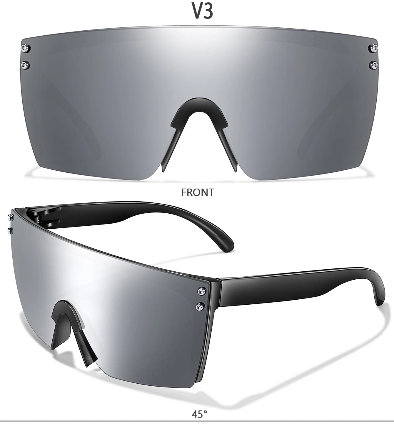 3 Pairs Fishing Sunglasses Men and Women Square Oversize Windproof Shades with UV Protection for Outdoor Cycling Hiking