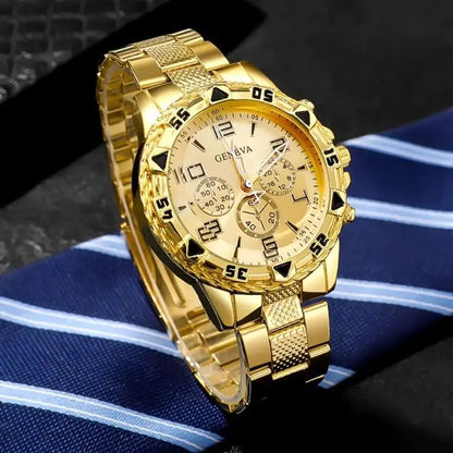 High Quality Stainless Steel Watchband Men Wristwatch Luxury Casual Quartz Watch Large Dial Business Watch