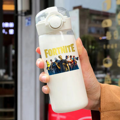 400ML Fortnites 18CM Strohhalmbecher für Erwachsene, Jungen und Mädchen, niedlicher Wasserbecher im Cartoon-Stil für Schüler, stoßfeste tragbare Trinkflasche als Geschenk