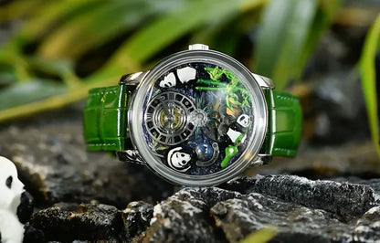 2025 PINDU New Panda Series National Treasure Symbol Men Mechanical Watch Rotating Crystal Ball 45.5MM Wristwatches Men M2791B