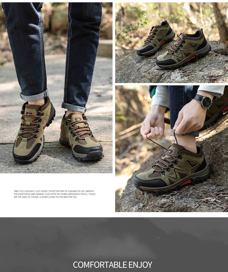 Men's Hiking Shoes All-Terrain Outdoor Sports Shoes Breathable Wear-Resistant Mesh Non-Slip Hiking Shoes Outdoor Cycling Shoes