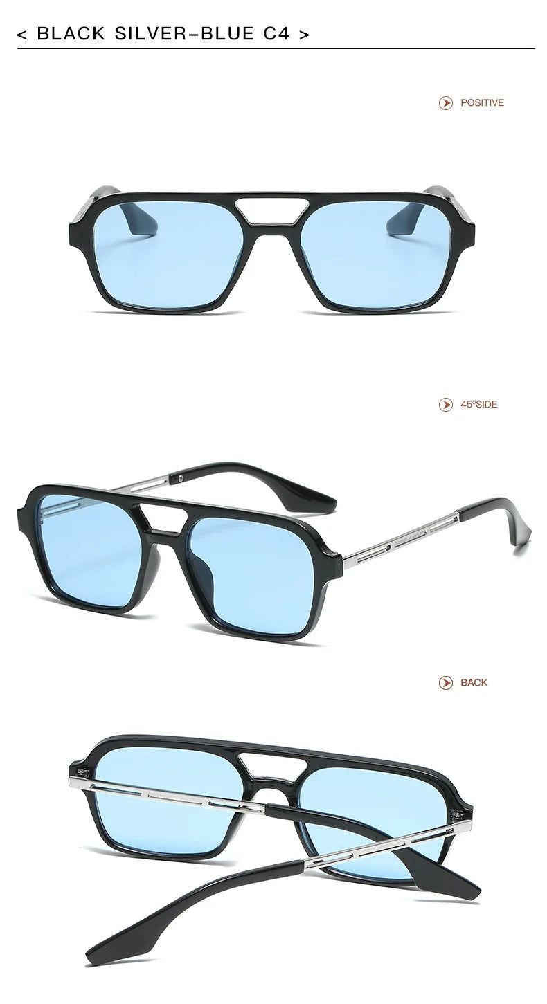 Square Small Frame Double Beam Sunglasses Pilot Retro Sunglasses Instagram Popular Classic Sunglasses 3517
