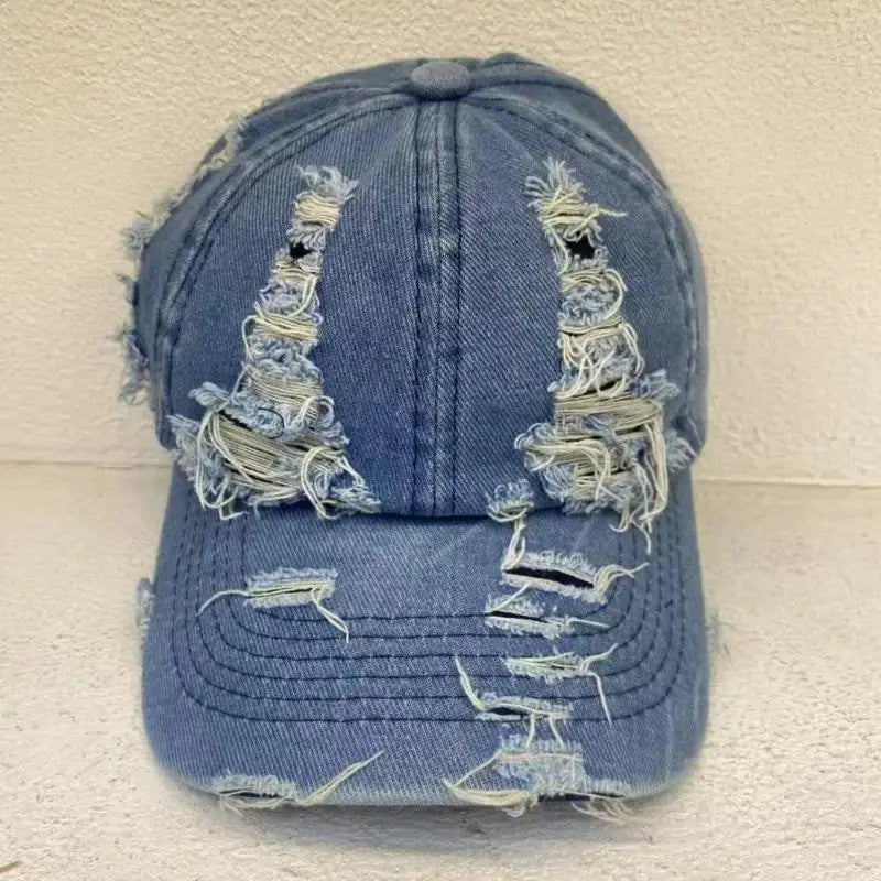 Vasket denim-baseballkasket til kvinder og mænd, solbeskyttende, åndbar forårs- og sommerhat, vintage snapback-kasket til kvinder