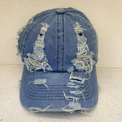 Vasket denim-baseballkasket til kvinder og mænd, solbeskyttende, åndbar forårs- og sommerhat, vintage snapback-kasket til kvinder