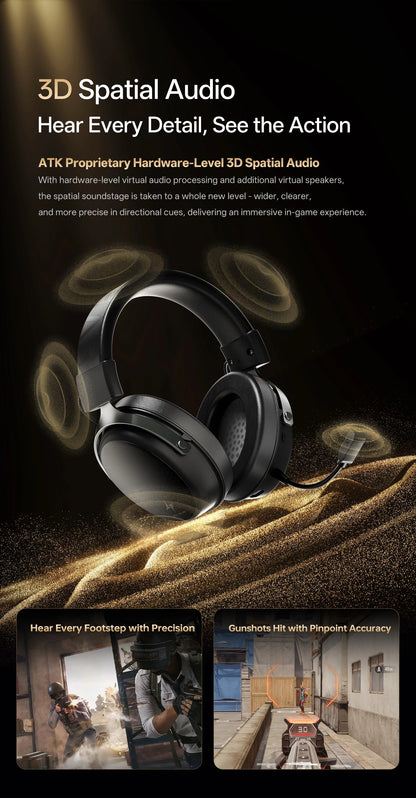 ATK Neptune N9 eSports Gaming Wireless Headset Four Modes Head Mounted Noise Cancelling Microphone Low Latency Gaming Headphones