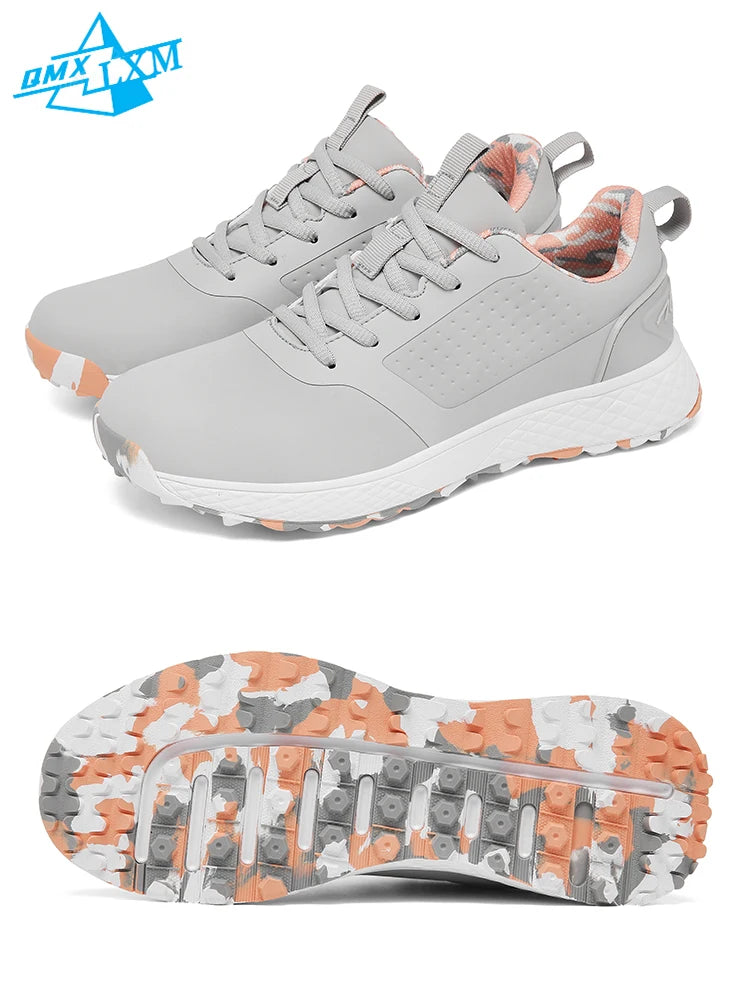 LiXingMing Women Golf Shoes Pink Professional Golfer Sport Sneakers Men Non-slip Spikeless Golf Turf Golfing Walking Shoes