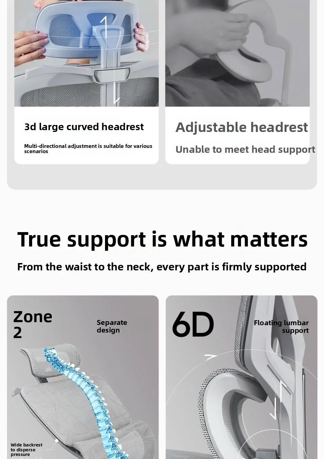 Adjustable Ergonomic Mesh Office Chair, Breathable High Back Computer Desk Chair with 6D Lumbar Support & Retractable Footrest