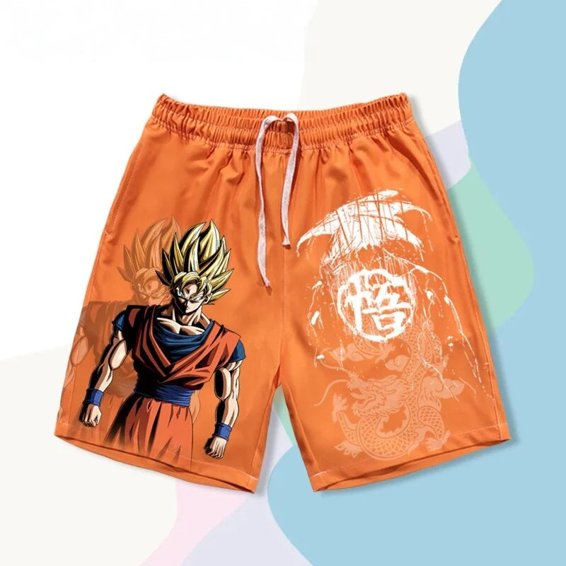 2026 Summer Dragon Ball Super Saiyan Goku 3D Print Men's Shorts, Retro Street Quick Dry Oversized Casual Shorts, Unisex