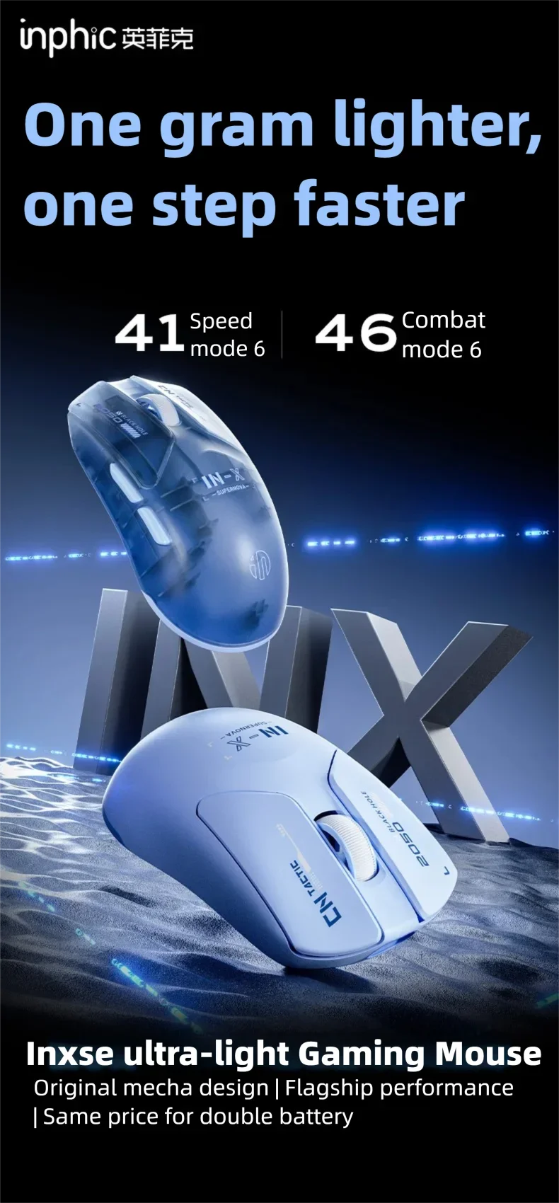 INPHIC INX SE Lightweight Wireless Gaming Mouse 12800DPI Flagship Touch 1000HZ Wireless Mouse Suitable for Desktop Laptops