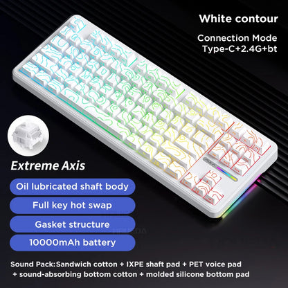 AULA F87 Pro Wireless Mechanical Keyboard 87 Keys Bluetooth 2.4G Wired Gaming Keyboard RGB Hotswap Gamer Non-contact Keyboard