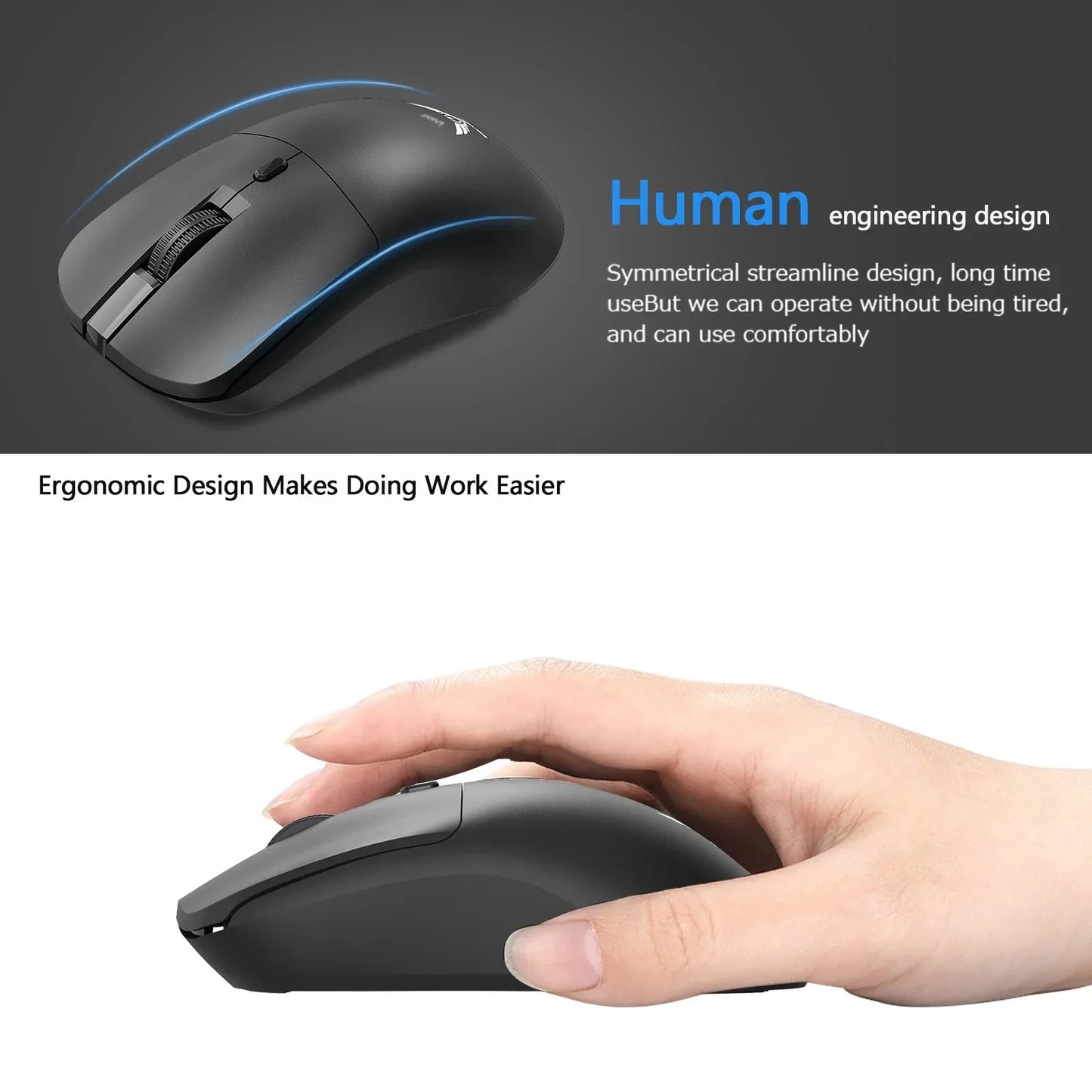 Wireless Mouse 2.4G Ergonomic Gaming Mouse Mouse Rechargeable 800/1200/1600DPI Mice for E-Sports Office Desktop Computers Laptop