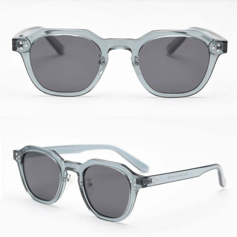 Peekaboo korean style retro sun glasses for women TR90 frame polygon polarized sunglasses uv400 male green brown 2023 summer