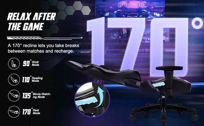 Daccormax Ergonomic Office Chair/Gaming Chair: 170° Recline, Adjustable Armrests, Lumbar Support for Long Hours Sitting