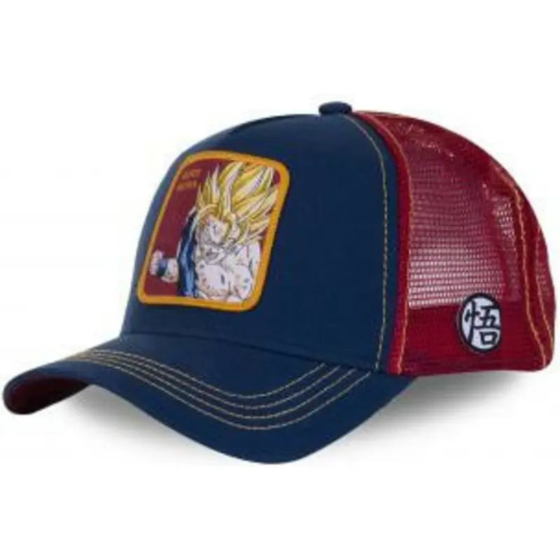 New Dragon Ball Son Goku Cap Summer Travel Peaked Cap Men's Embroidery Hip-Hop Cap Style Sun Visor Adjustable Trucker Mesh Cap