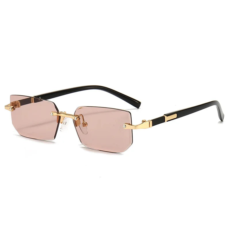 Vintage Rectangle Sunglasses Men New Rimless Fashion Beach Shades Women Trendy Luxury Brand Design Casual Anti-UV Sun Glasses
