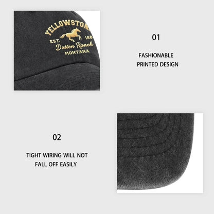 1pc Yellowstone Horse Print Washed Baseball Caps for Women Men Lightweight,Breathable,Adjustable Casual Wear Camping Yellowstone