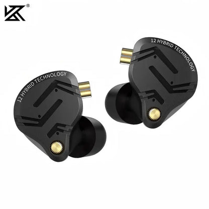 KZ ZS12 PRO X hybridní dynamická technologie a technologie Balanced Armature, IEM sluchátka do uší, vylepšený HiFi basový in-ear headset s ladicím kabelem