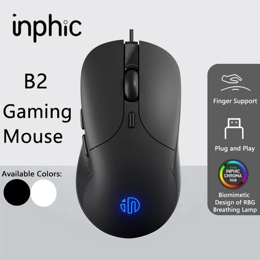 INPHIC B2 USB Wired Mouse Silent Office Gaming Mouse for PC and Laptops