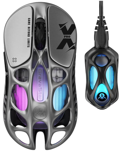 GravaStar Mercury X Pro Tri-Mode Wireless Gaming Mouse, 8K Receiver, Magnesium Alloy Lightweight, Long Battery Life, RGB  Gaming