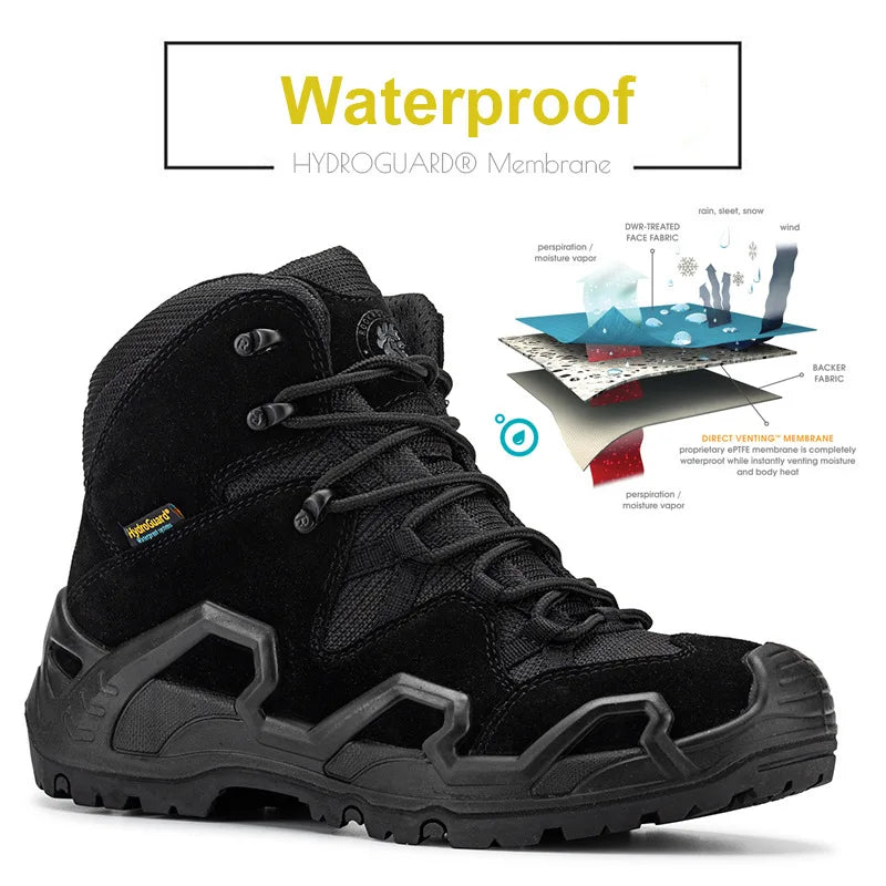 ROCKROOSTER Hiking shoes Men waterproof hunting Boots Tactical Desert Combat Boots trekking Ankle mountian cow Leather Sneakers