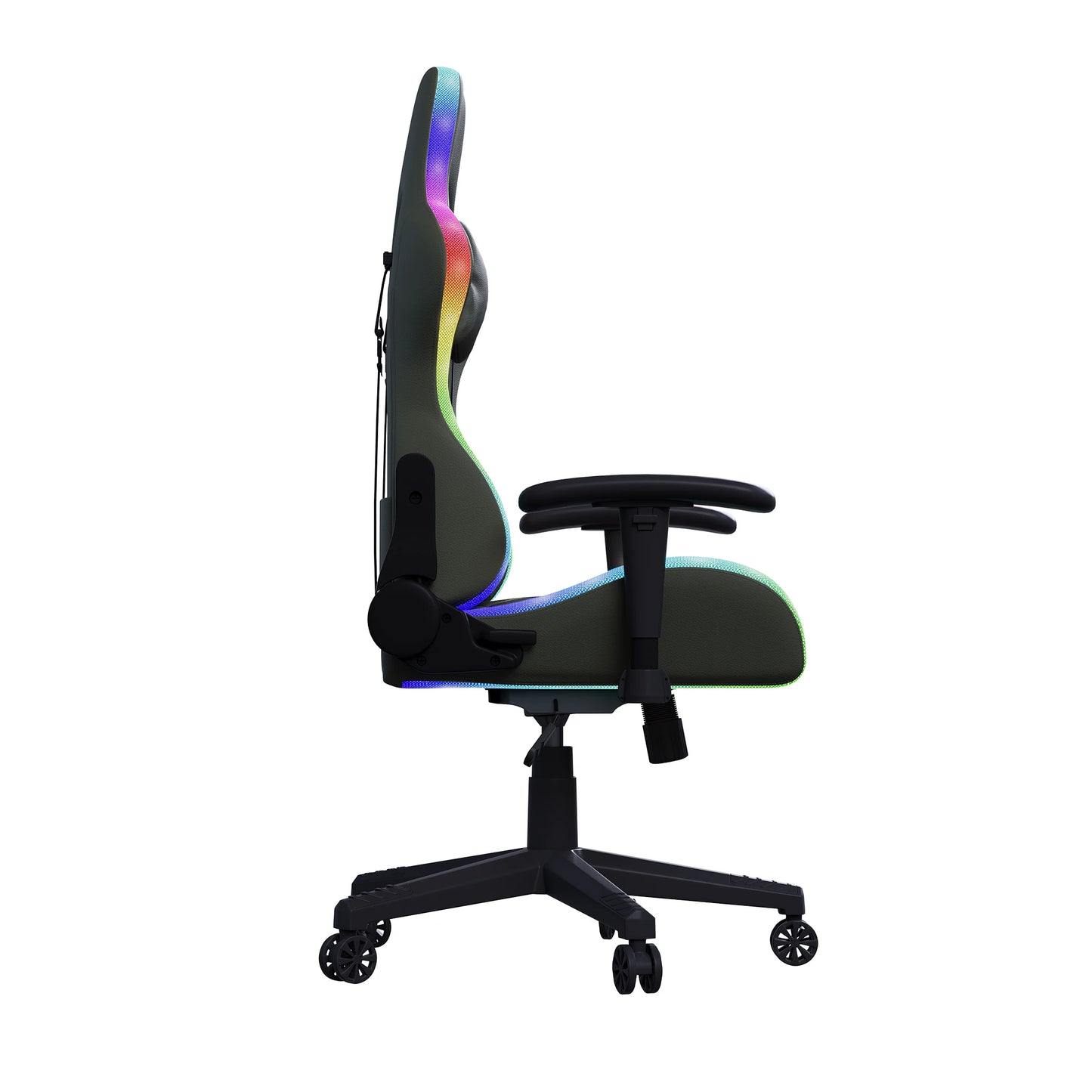 Ergonomic office chair with lumbar massage,LED RGB ambient lighting, and reclining backrest,  for home offices