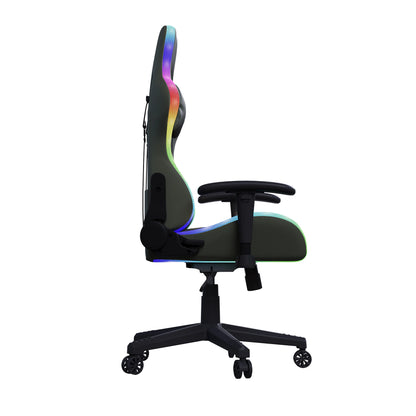 Ergonomic office chair with lumbar massage,LED RGB ambient lighting, and reclining backrest,  for home offices