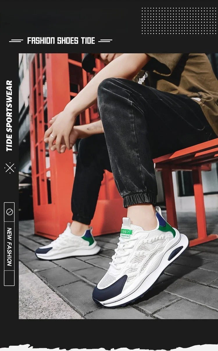 Men's Summer 2025 New Soft Bottom Breathable Mesh Sports Shoes Casual Versatile White Sneakers Lightweight Comfortable Runnin...
