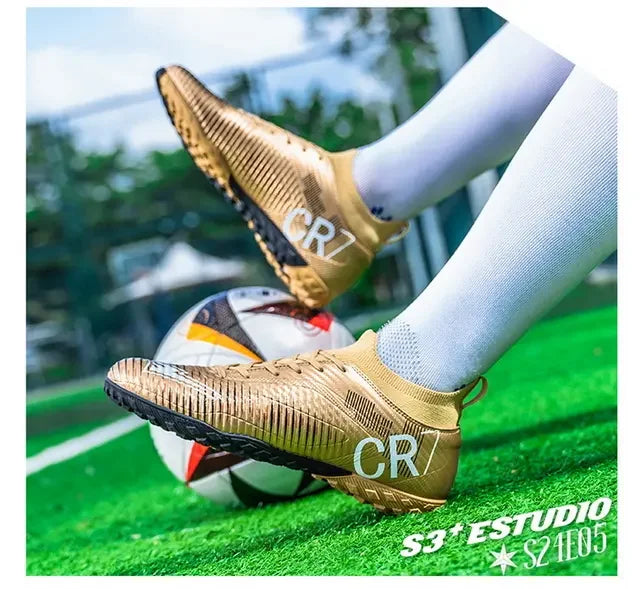 Kinder-Fußballschuhe mit Zehenschutz gegen Stöße, Schnürverschluss, kurzen rutschfesten Stollen, strapazierfähig und atmungsaktiv, für Outdoor-Spiele auf Rasen