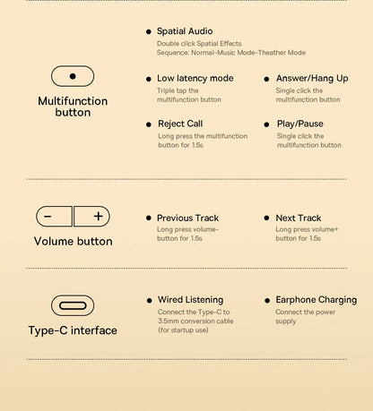 Baseus Bowie D05 Headphones Wireless Earphone Bluetooth 5.3 Headset HiFI Stereo Fones Foldable Wireless Wired Dual Use Headphone