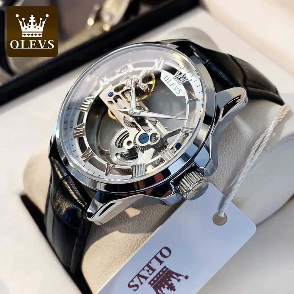 OLEVS 6661 Men Top Brand Watch Luxury All Transparent Hollow Men Mechanical Watch Original Fashion Waterproof Classic Men Watch