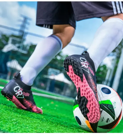 Kinder-Fußballschuhe mit Zehenschutz gegen Stöße, Schnürverschluss, kurzen rutschfesten Stollen, strapazierfähig und atmungsaktiv, für Outdoor-Spiele auf Rasen
