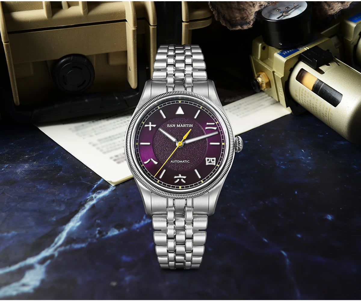 San Martin 39.5mm Men Pilot Watch YN55 Automatic Mechanical Aviation Watches Chinese Style Original Design SN0033 Field Reloj