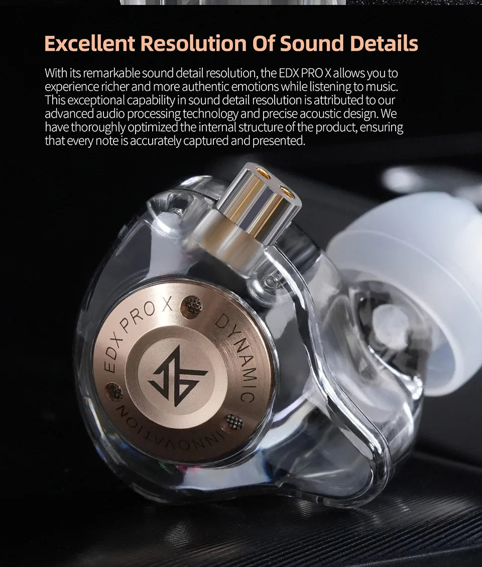 KZ EDX PRO X Wired Earphones HIFI Stereo Bass Earbud Gaming Sport Music Noise Cancelling Headset Detachable Cable