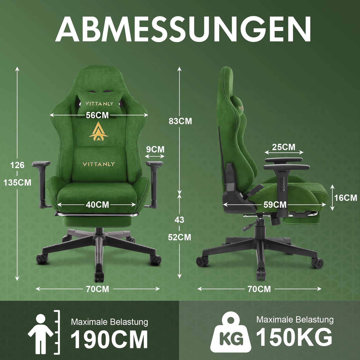 HAPIHAPPY Fashion Gaming Chair Genuine Computer Office Chair with Pocket Spring Cushion Linkage Armrests and Footrest Game Chair