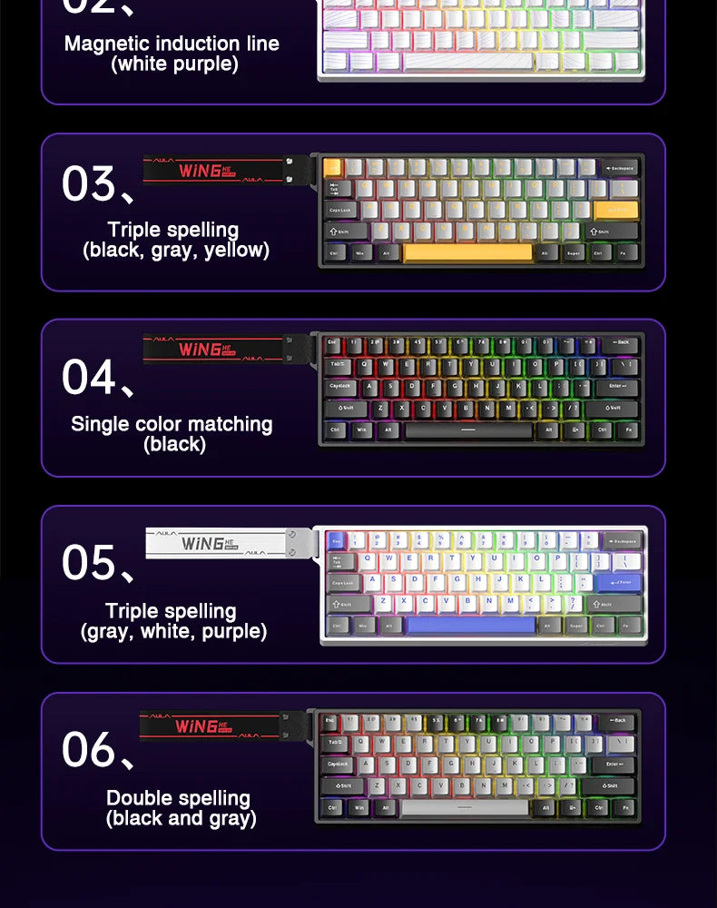 AULA WIN60 HE Magnetic Keyboard 21 Keys Butterfly Keycaps Wired 8K Return RGB Hotswap Customized E-sports Gaming Keyboard