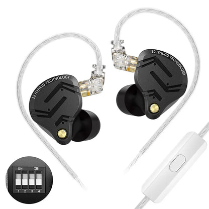 KZ ZS12 PRO X hybridní dynamická technologie a technologie Balanced Armature, IEM sluchátka do uší, vylepšený HiFi basový in-ear headset s ladicím kabelem