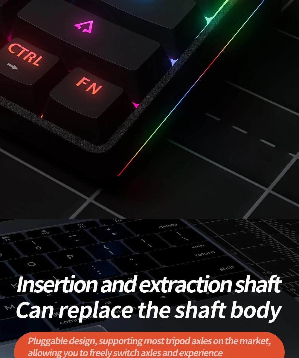 MUCAI MK61 USB Gaming Esports Mechanical Keyboard 61 Key Red Axis Wired Detachable Cable RGB Backlight Hot Swap