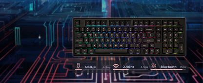 EPOMAKER Galaxy100 QMK/VIA 1800 ANSI Layout Aluminum Gasket Wired/BT5.0/2.4Ghz Mechanical Gaming Keyboard with 8000mAh Battery