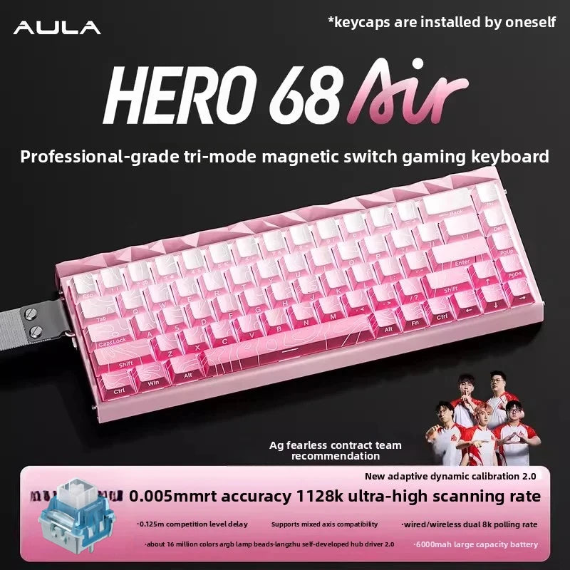 New AULA HERO68 Air 3-mode Magnetic Switch Gaming Mechanical Keyboard E-sport Custom Wired Keyboard Ergonomics Accessories