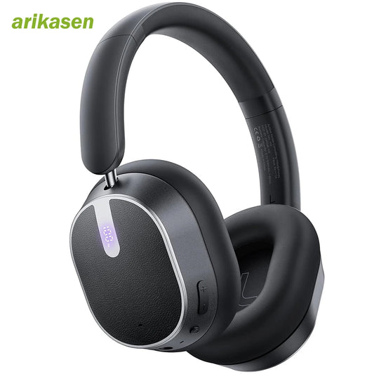 Active Noise Cancelling Headphones Bluetooth 6.0 Wireless Over-Ear Headphones Foldable with LED Power Display & 6-Mic ENC Calls