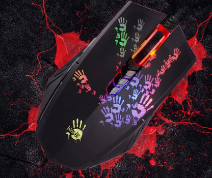A4Tech Bloody A60 Gaming Mouse,RGB Mouse,Drag Click , 6200 CPI, 8 Macro Keys, X'Glide Metal Boot, 1000 Hz Adjustable