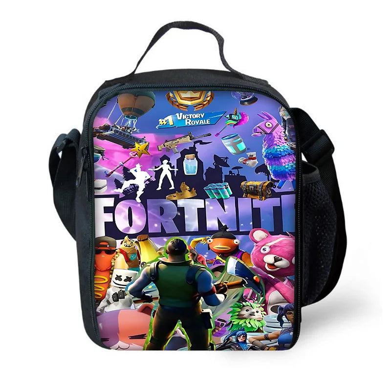 Isolierte Kinder-Thermotasche mit großem Fassungsvermögen für Jungen, Hot Game F-FortniteS, Mädchen, Schüler, Outdoor-Picknick, wiederverwendbare Kühltasche für das Mittagessen
