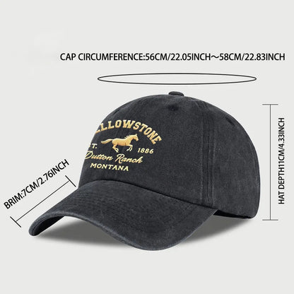 1pc Yellowstone Horse Print Washed Baseball Caps for Women Men Lightweight,Breathable,Adjustable Casual Wear Camping Yellowstone
