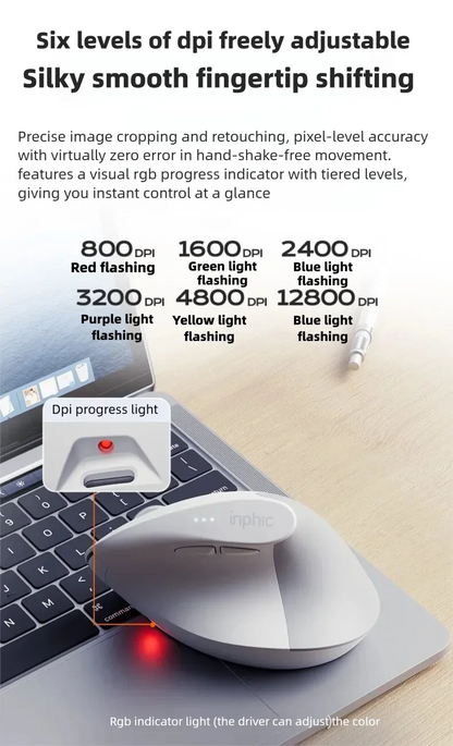 Inphic X9 PRO Vertical Wireless Mouse Type-C Fast Charging Ergonomic Silent Office Mouse For Laptop PC Computer Gaming Mouse