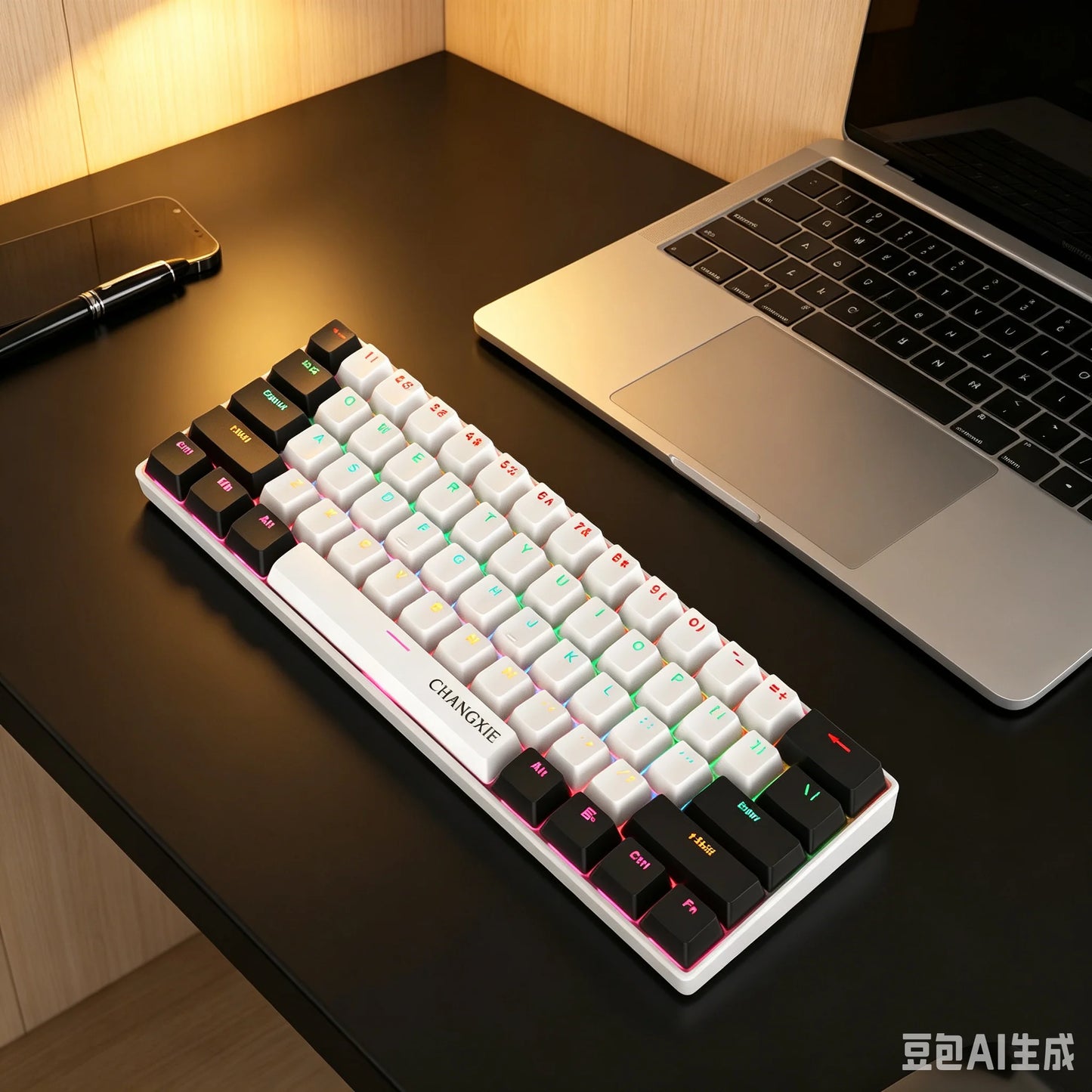 60% Compact Wired Mechanical Keyboard 61 Keys RGB Backlight Red Switch Ergonomic Small Portable for Office Computer Windows Tabl