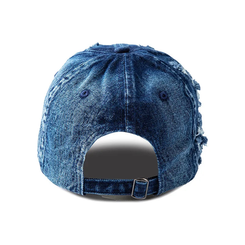 Vasket denim-baseballkasket til kvinder og mænd, solbeskyttende, åndbar forårs- og sommerhat, vintage snapback-kasket til kvinder