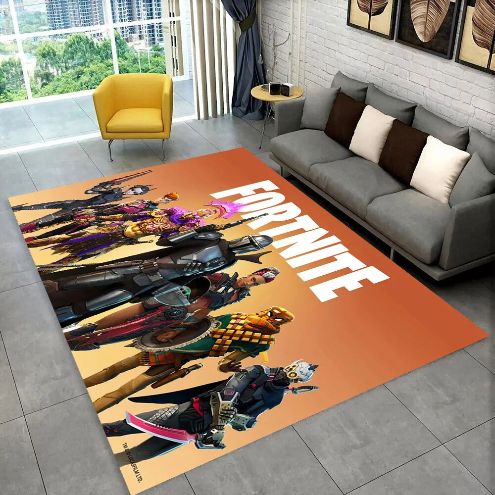 Tappeto F-Fortnites Cartoon Game per sala giochi, camera da letto, soggiorno, divano e decorazione d’ingresso, tappeto da area antiscivolo, idea regalo
