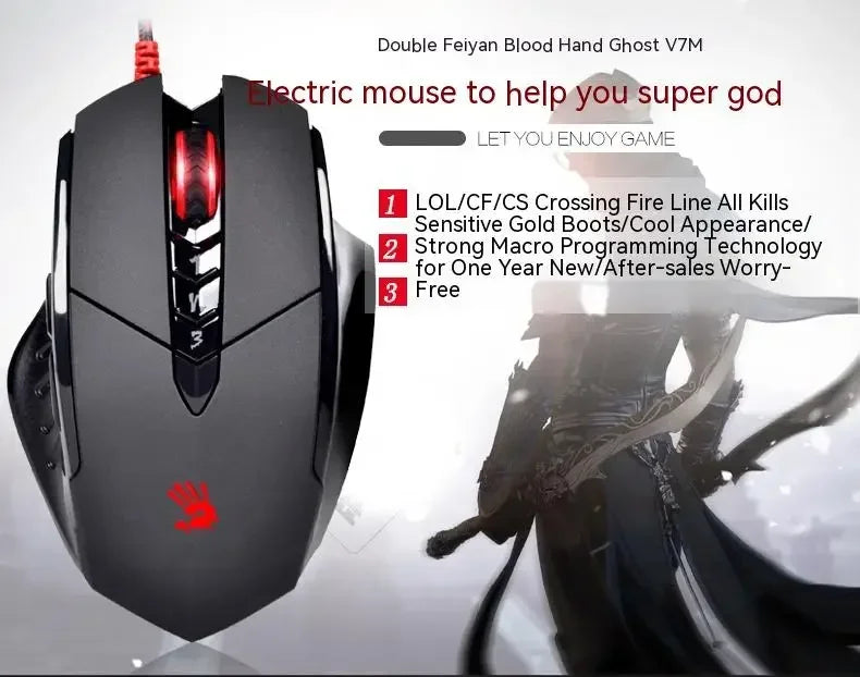 Bloody V7M Wired Mouse RGB Lightweight Ergonomics Design 4000dpi PC Office E-sports Gaming Macro Programming Mouse for CF LOL CS