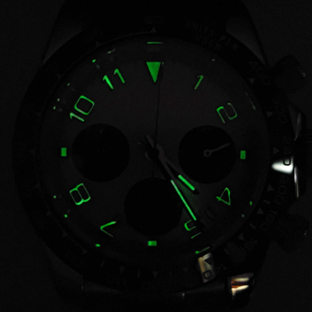 20 Colors dress 39mm Quartz Chronograph Sapphire Crystal Stainless Luminous Men's Watch VK63 Movement Calendar Strap