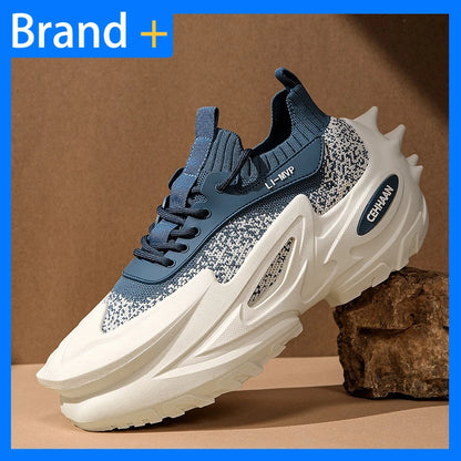 Men's Sports Shoes Elastic Thick-Soled Anti-Slip Outdoor Fitness Shoes Versatile Daily Wear Casual Street Fashion Walking Shoes